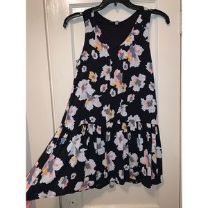 Asher Colorful Flower Black Dress